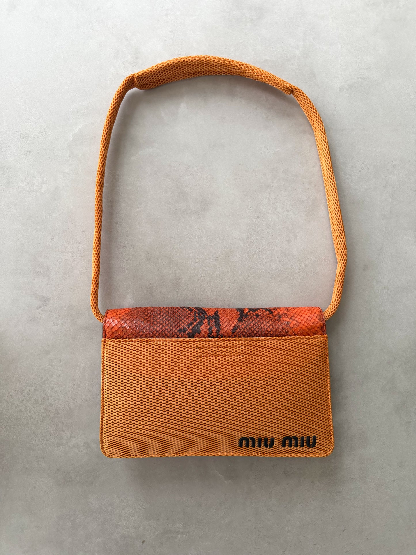 miu miu f/w 1999 python embossed & mesh shoulder bag