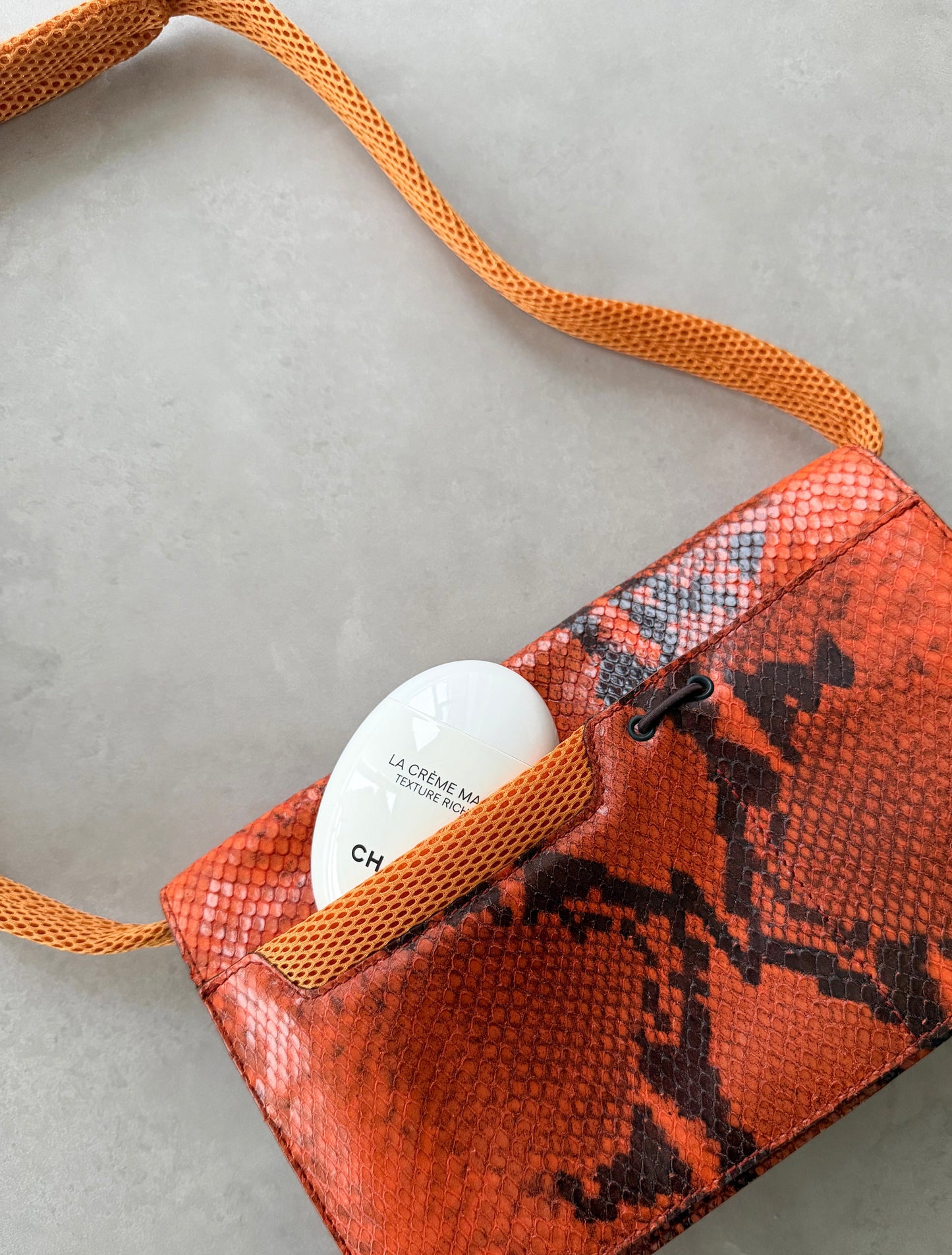 miu miu f/w 1999 python embossed & mesh shoulder bag