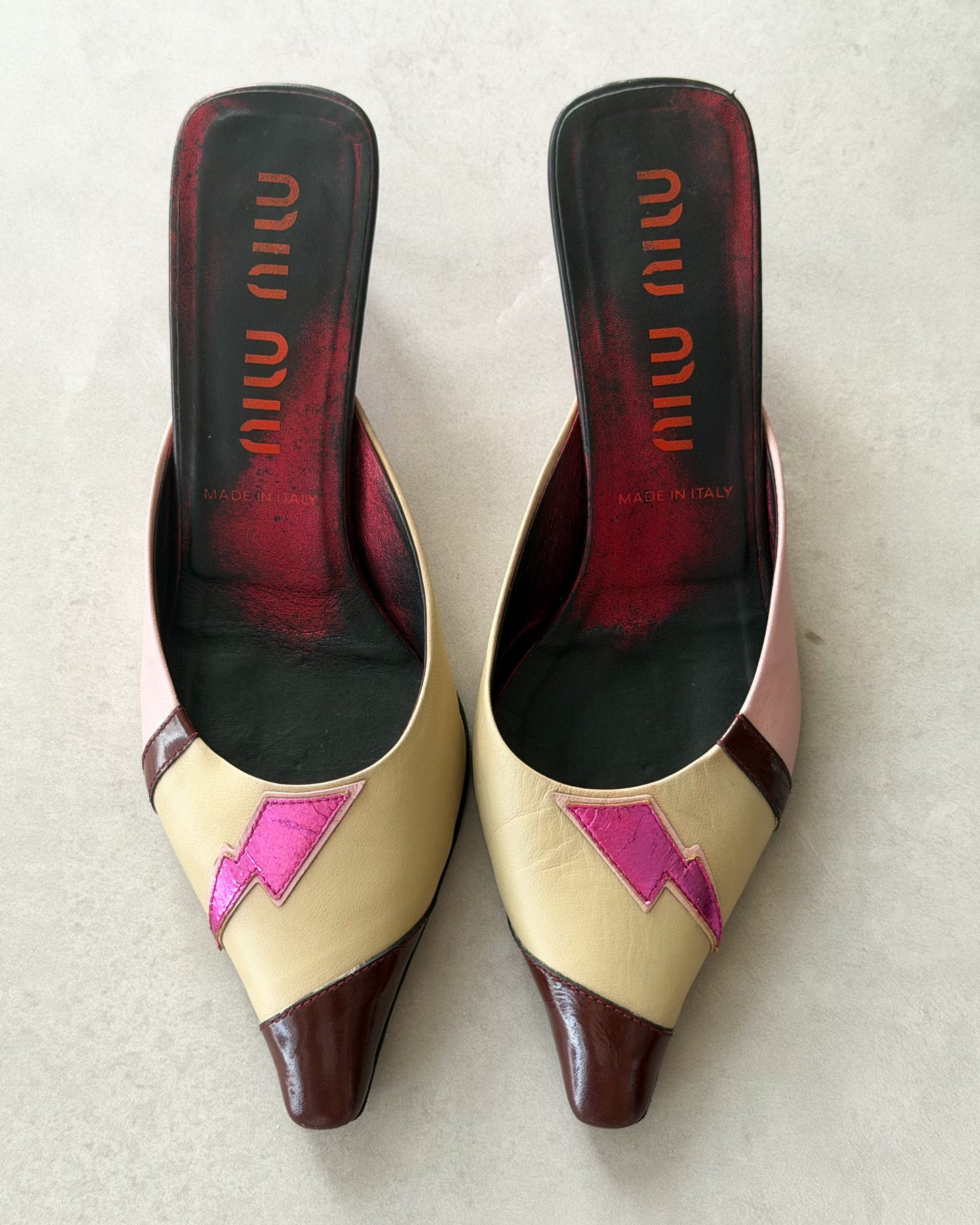 miu miu s/s 2000 lightning bolt mules