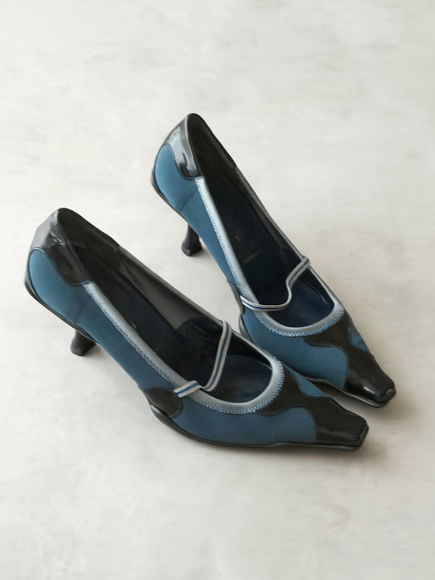 prada s/s 2000 blue neoprene panelled sporty heels