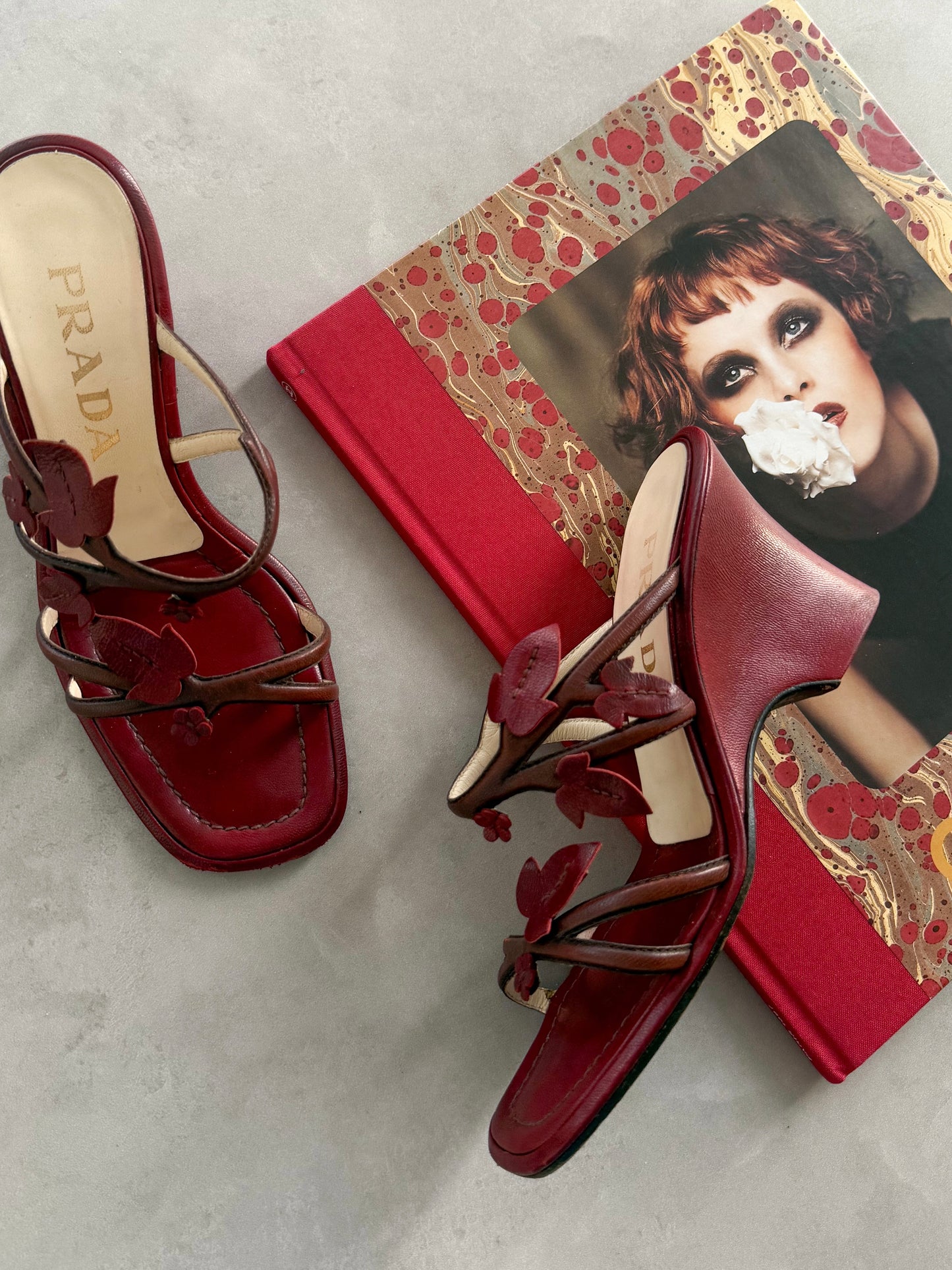Prada s/s 1997 leather leaf mules