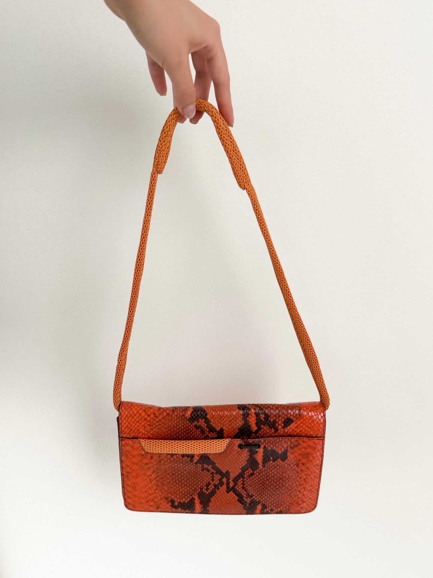 miu miu f/w 1999 python embossed & mesh shoulder bag