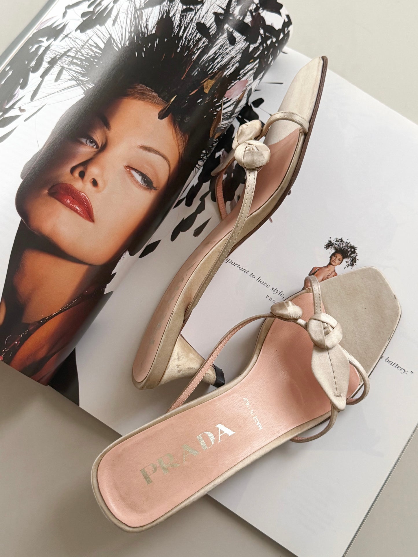 prada s/s 1999 saint knotted rose mules