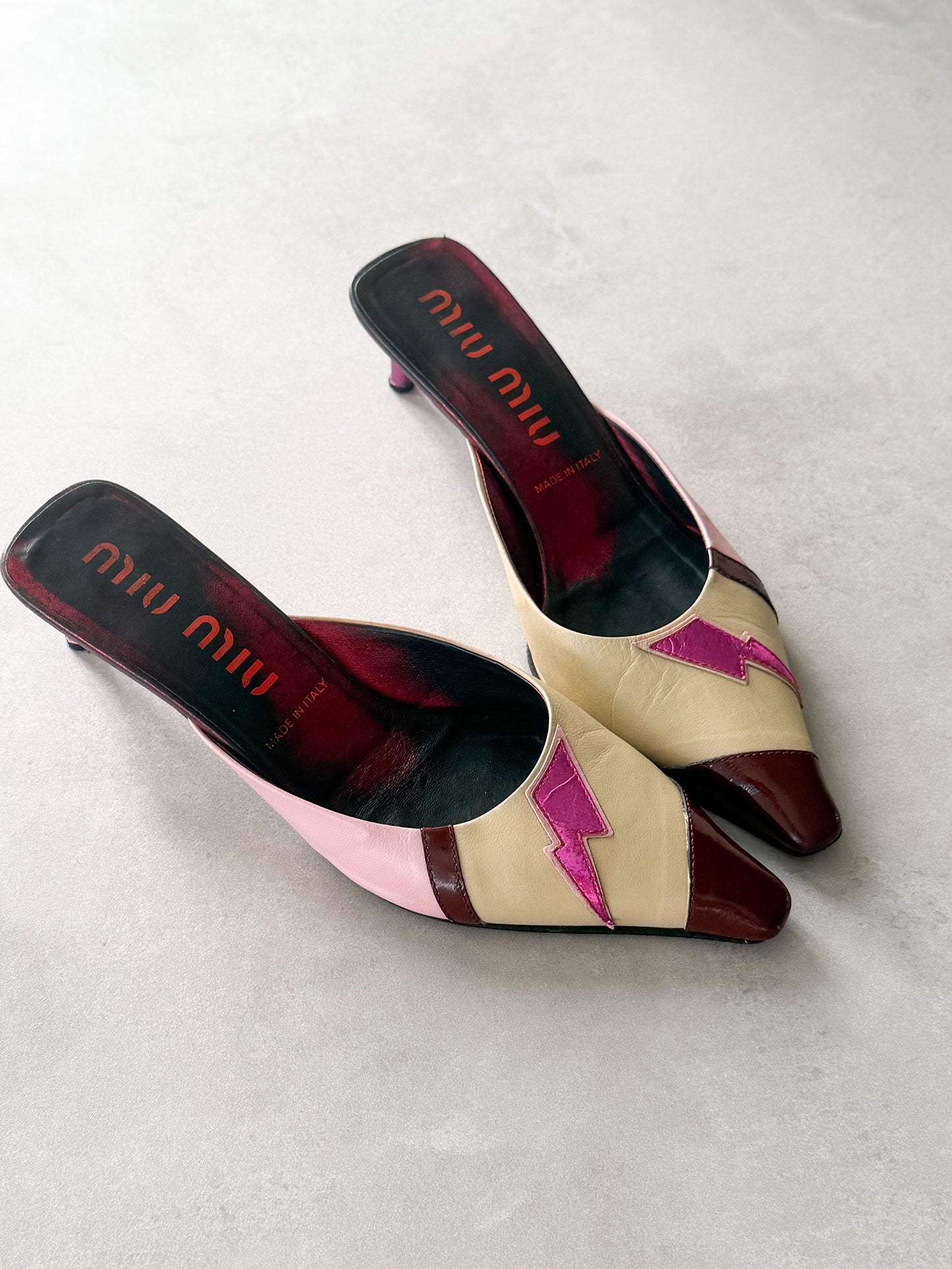 miu miu s/s 2000 lightning bolt mules