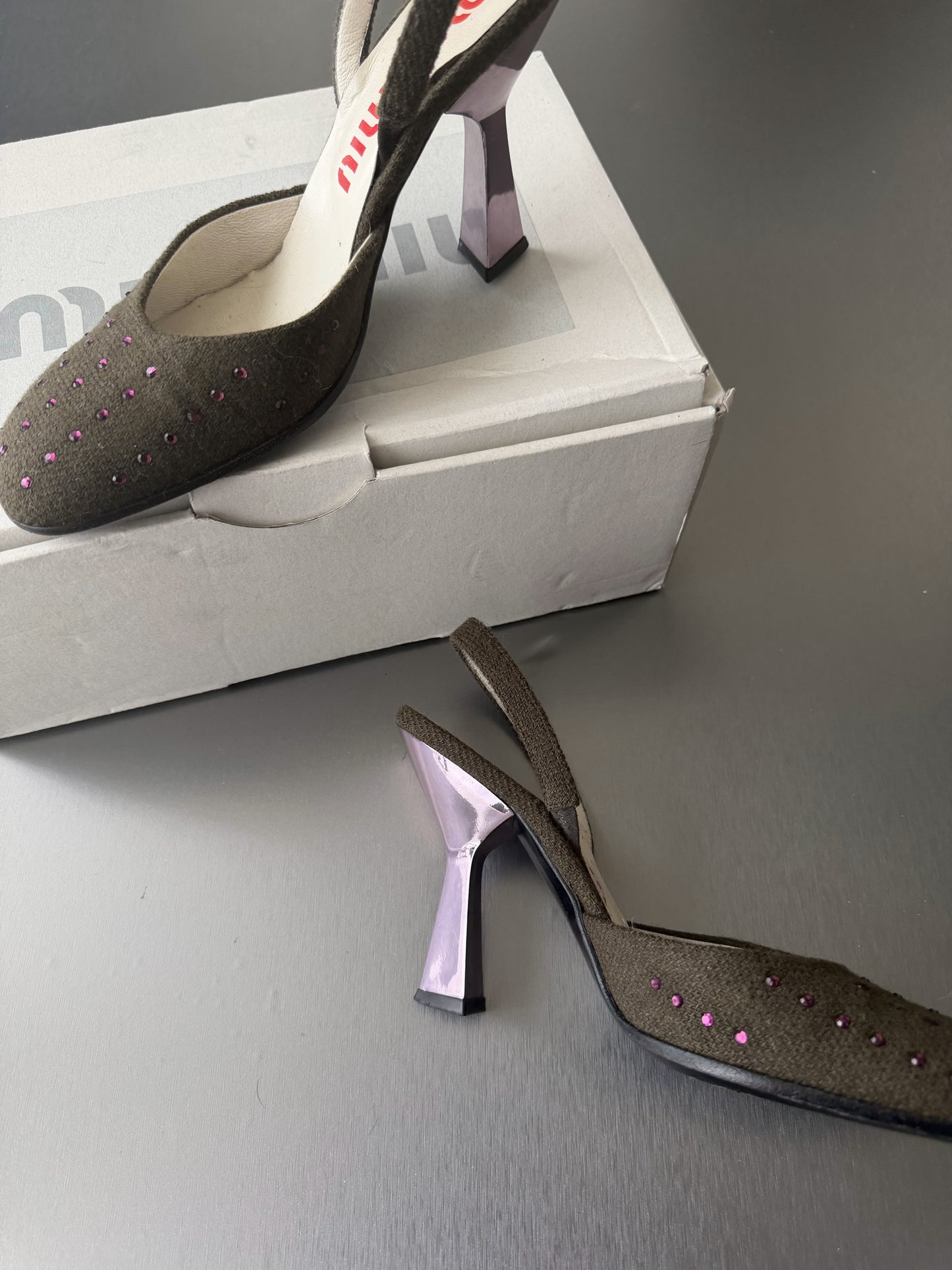 miu miu s/s 1998 embellished slingback heels
