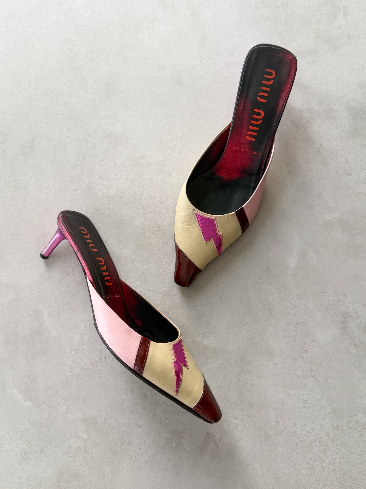 miu miu s/s 2000 lightning bolt mules