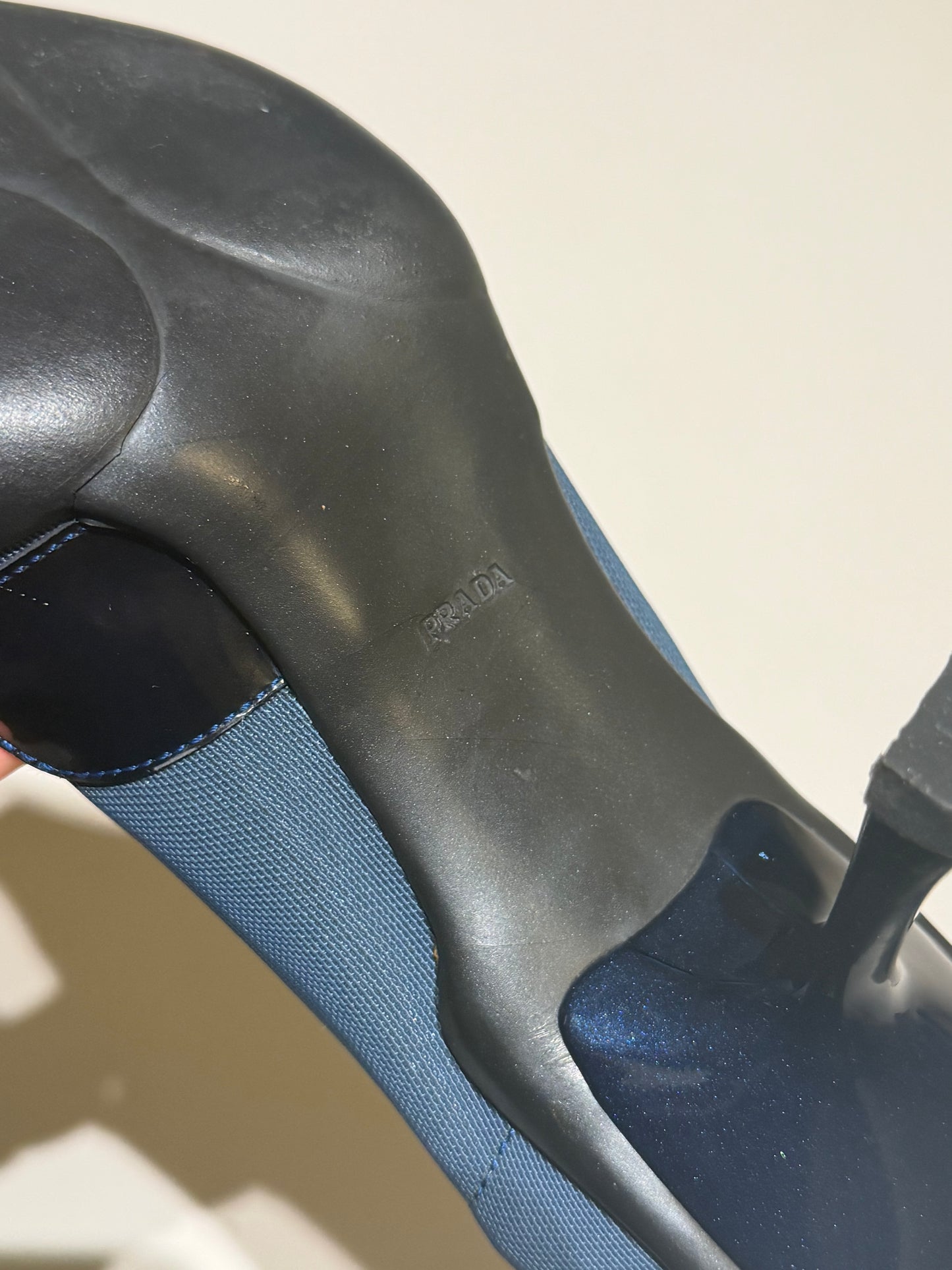 prada s/s 2000 blue neoprene panelled sporty heels