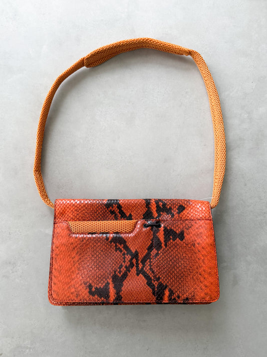 miu miu f/w 1999 python embossed & mesh shoulder bag