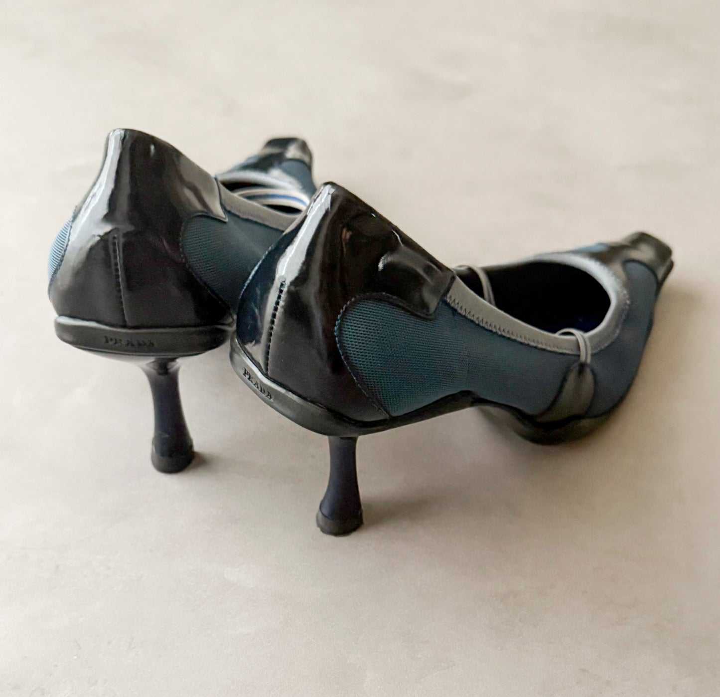 prada s/s 2000 blue neoprene panelled sporty heels