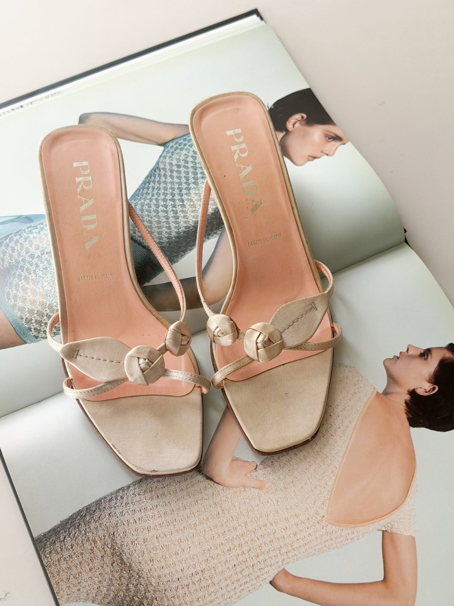 prada s/s 1999 saint knotted rose mules