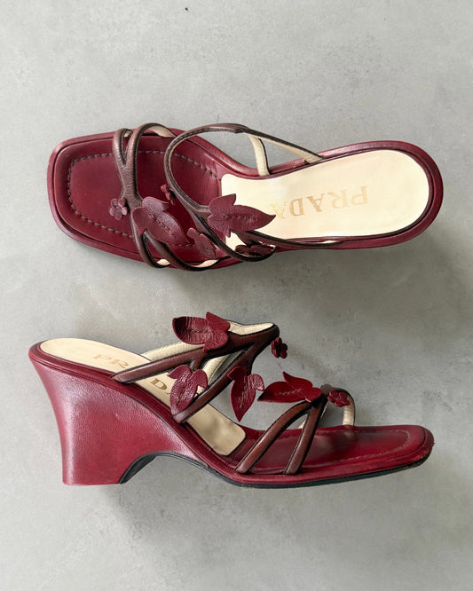 Prada s/s 1997 leather leaf mules